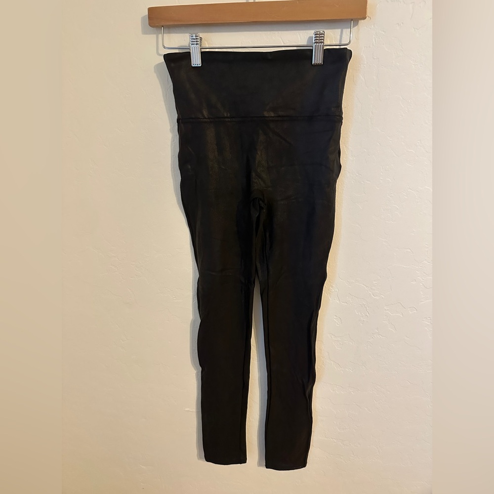 SPANX Black High-Waist Faux-Leather Leggings